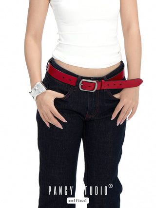 brushed leather belt