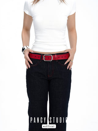 brushed leather belt
