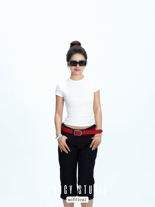 brushed leather belt