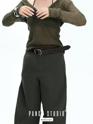 brushed leather belt
