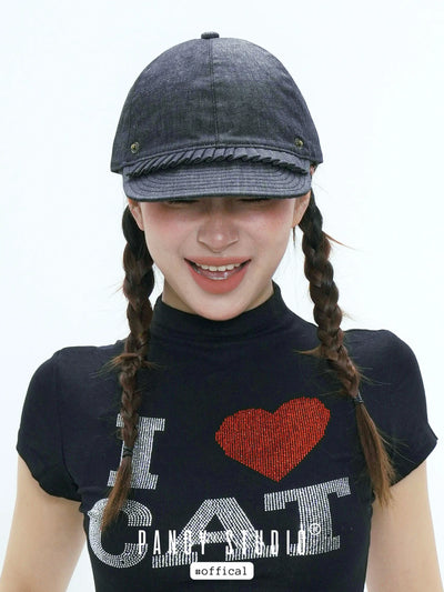 lace denim cap