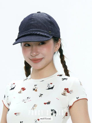 lace denim cap