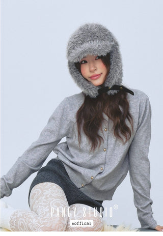 gray plush ushanka