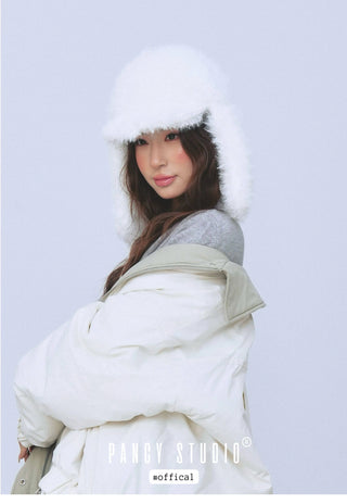 gray plush ushanka