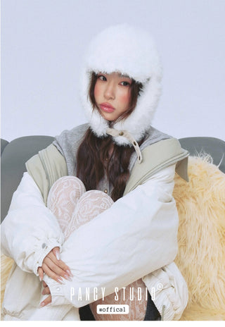 gray plush ushanka