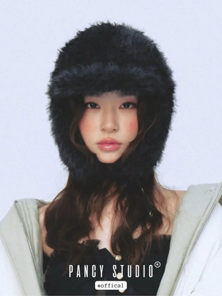 gray plush ushanka