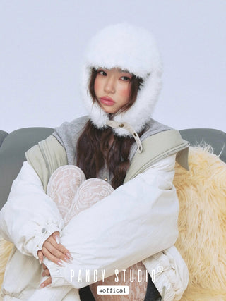 gray plush ushanka