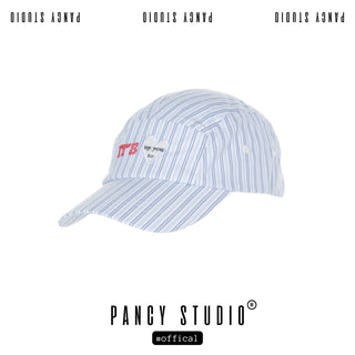 striped baseball cap