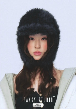 black plush ushanka