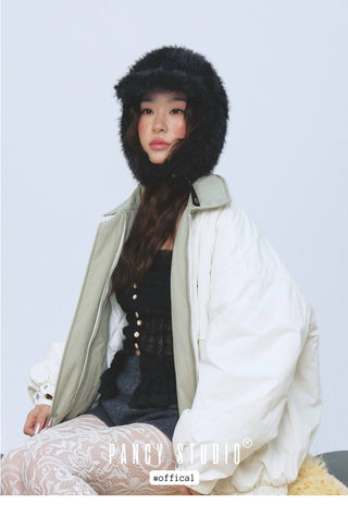 black plush ushanka