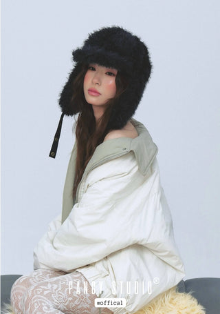 black plush ushanka