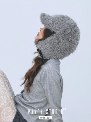 black plush ushanka