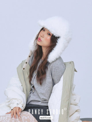 black plush ushanka