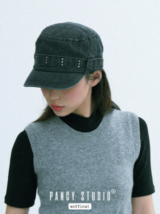 rivet denim cap