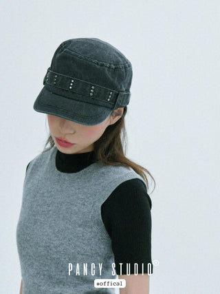 rivet denim cap
