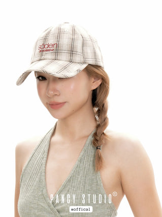 plaid baseball cap