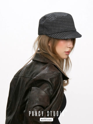 plaid equestrian hat