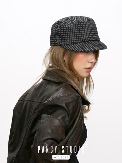 plaid equestrian hat