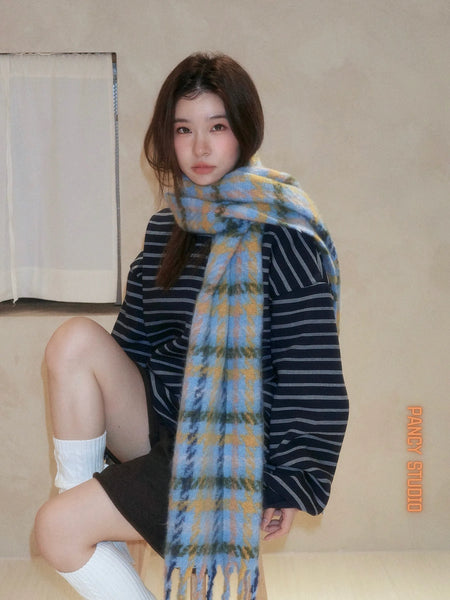 plaid tassel scarf
