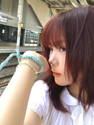 pearl linen bracelet