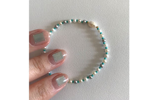 pearl linen bracelet