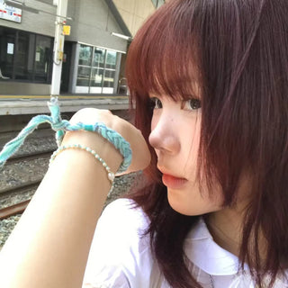 pearl linen bracelet