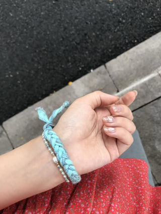 pearl linen bracelet