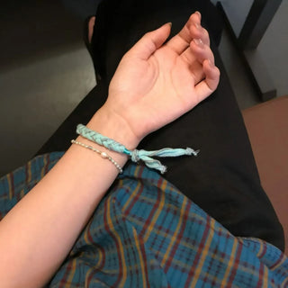 pearl linen bracelet