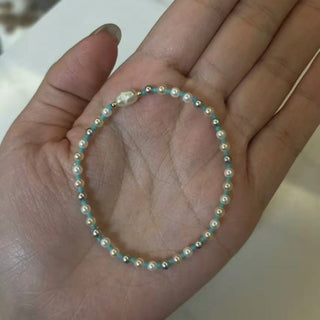 pearl linen bracelet
