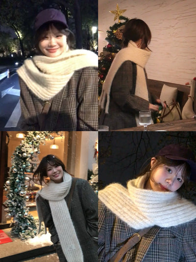 white woven scarf