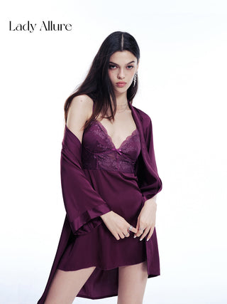 purple v-neck nightdress