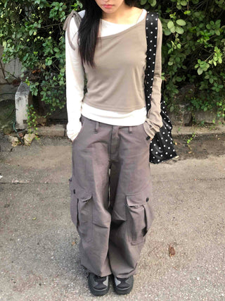 Layered Set Plain U-Neck Long Sleeve