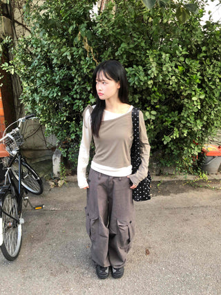 Layered Set Plain U-Neck Long Sleeve