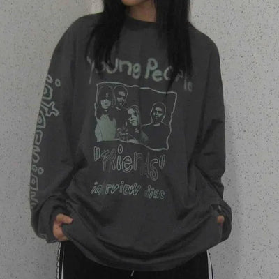 Antique Point Cotton Logo Long Sleeve T-shirt