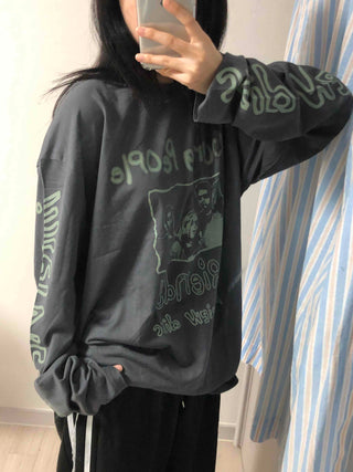 Antique Point Cotton Logo Long Sleeve T-shirt