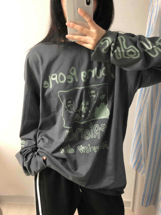 Antique Point Cotton Logo Long Sleeve T-shirt