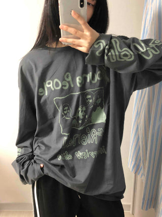 Antique Point Cotton Logo Long Sleeve T-shirt