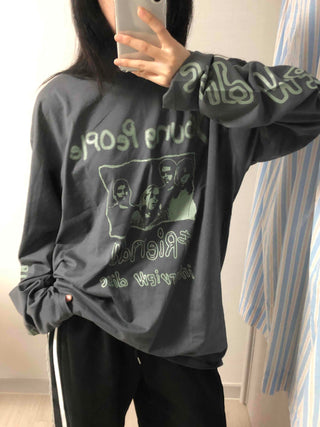 Antique Point Cotton Logo Long Sleeve T-shirt