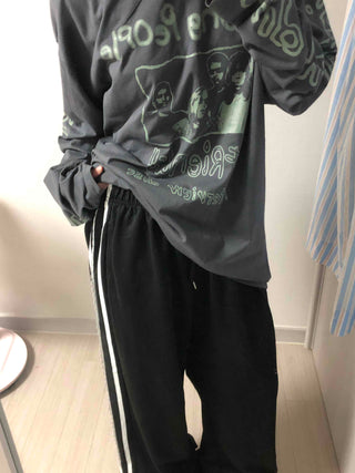 Antique Point Cotton Logo Long Sleeve T-shirt