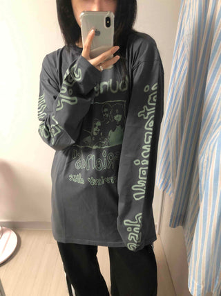 Antique Point Cotton Logo Long Sleeve T-shirt