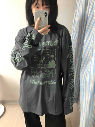 Antique Point Cotton Logo Long Sleeve T-shirt
