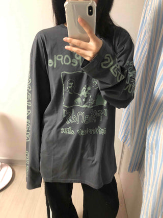 Antique Point Cotton Logo Long Sleeve T-shirt