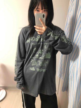 Antique Point Cotton Logo Long Sleeve T-shirt