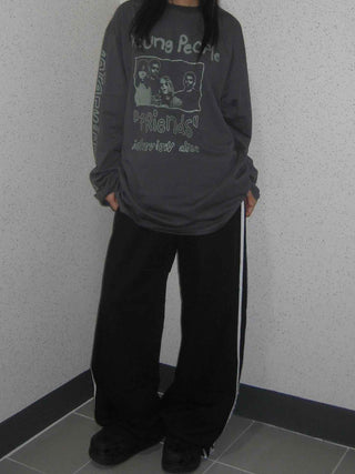 Antique Point Cotton Logo Long Sleeve T-shirt