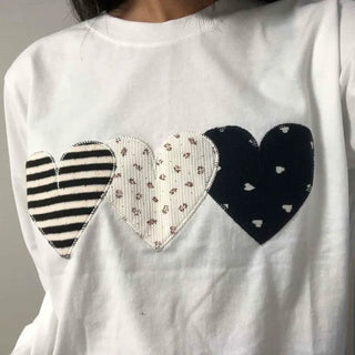 Vintage Autumn Cotton Patch Long Sleeve T-shirt