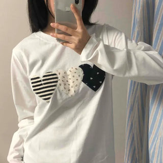 Vintage Autumn Cotton Patch Long Sleeve T-shirt