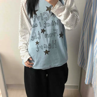 Urban Autumn Cotton Dot Long Sleeve T-shirt