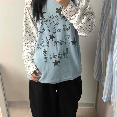 Urban Autumn Cotton Dot Long Sleeve T-shirt