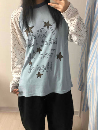 Urban Autumn Cotton Dot Long Sleeve T-shirt