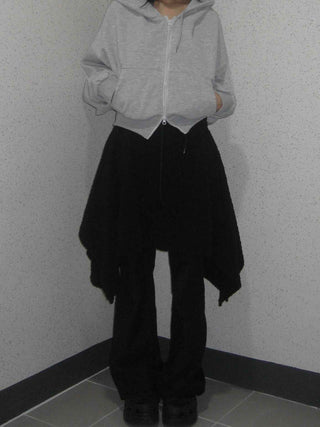 Simple Avant-Fit Cotton Plain Zip-Up Hoodie